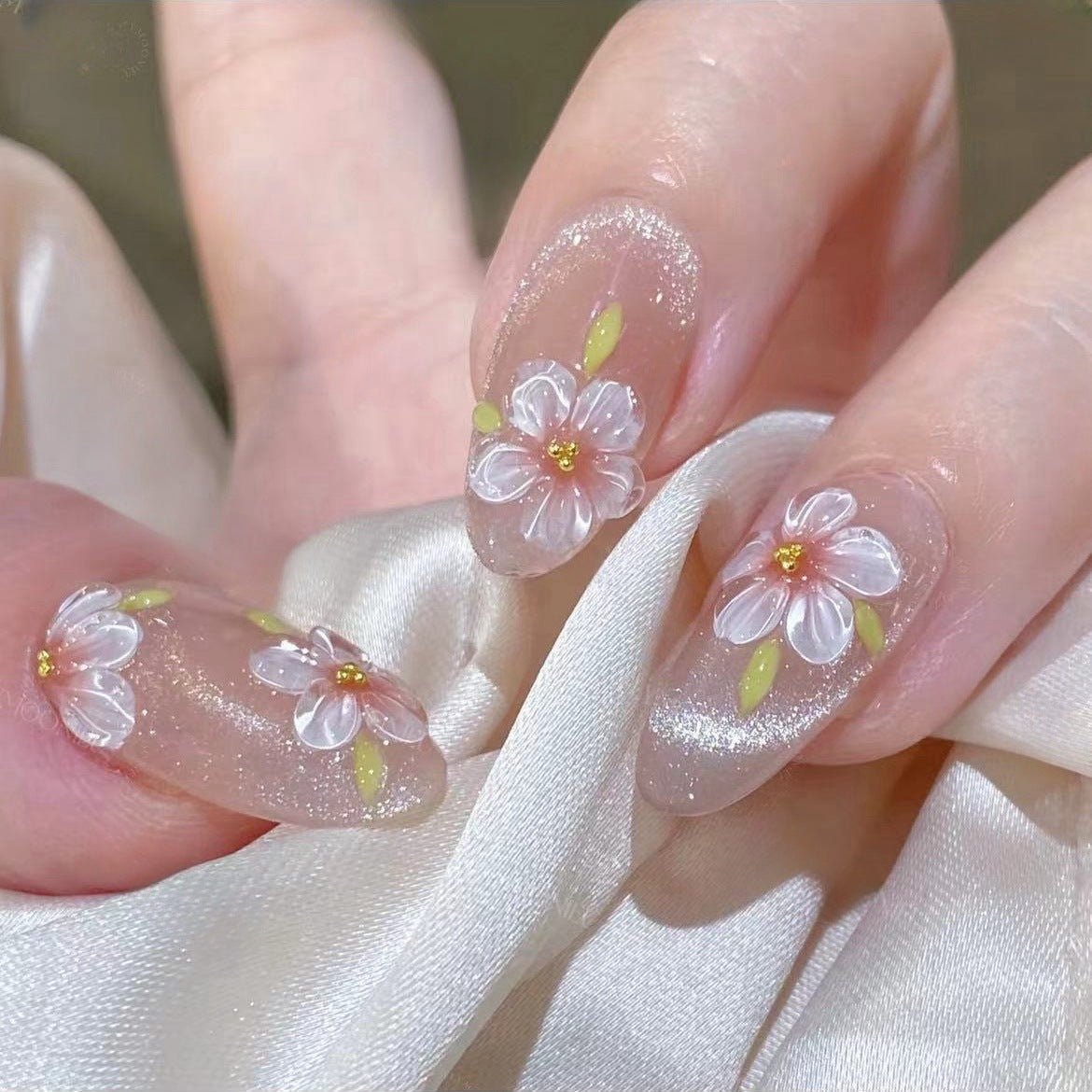 3D Pearl Peach Flower Press on Nail - Laura MarlaPress on Nail