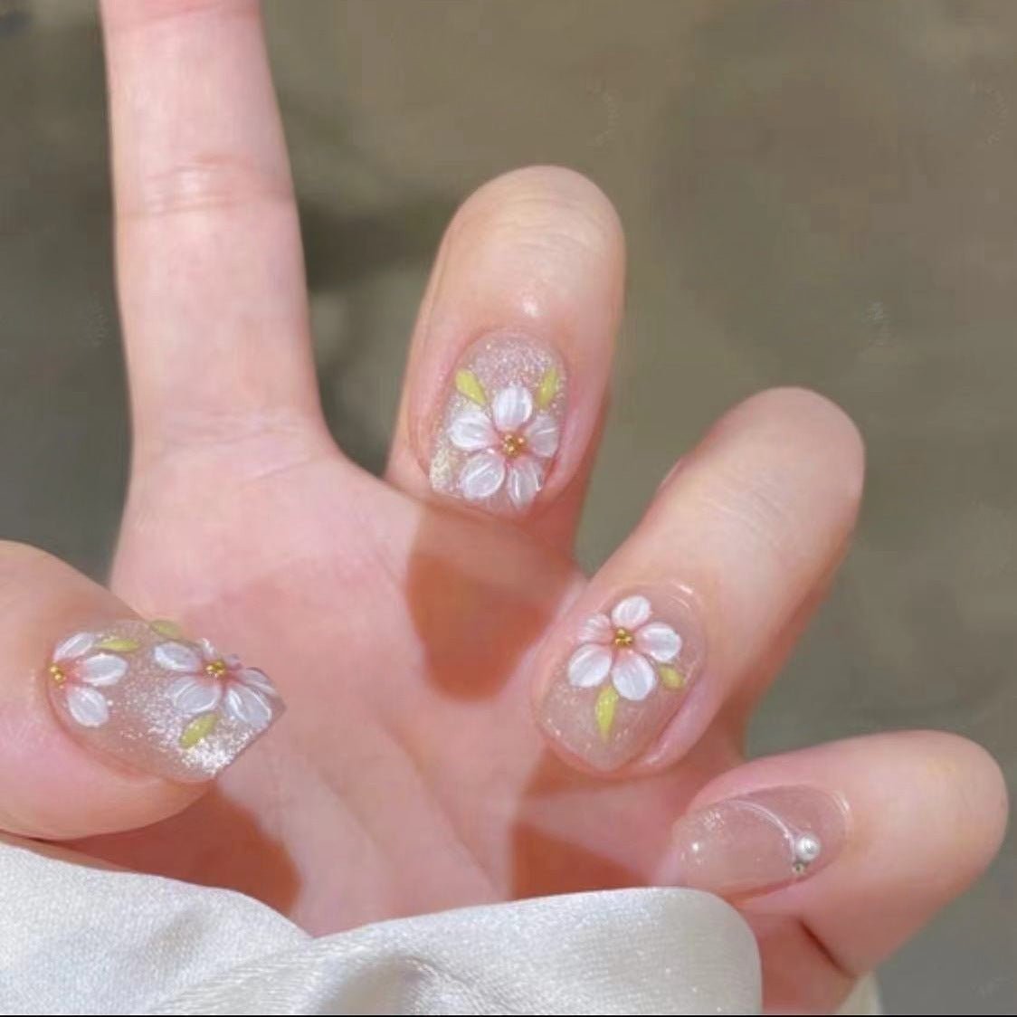 3D Pearl Peach Flower Press on Nail - Laura MarlaPress on Nail