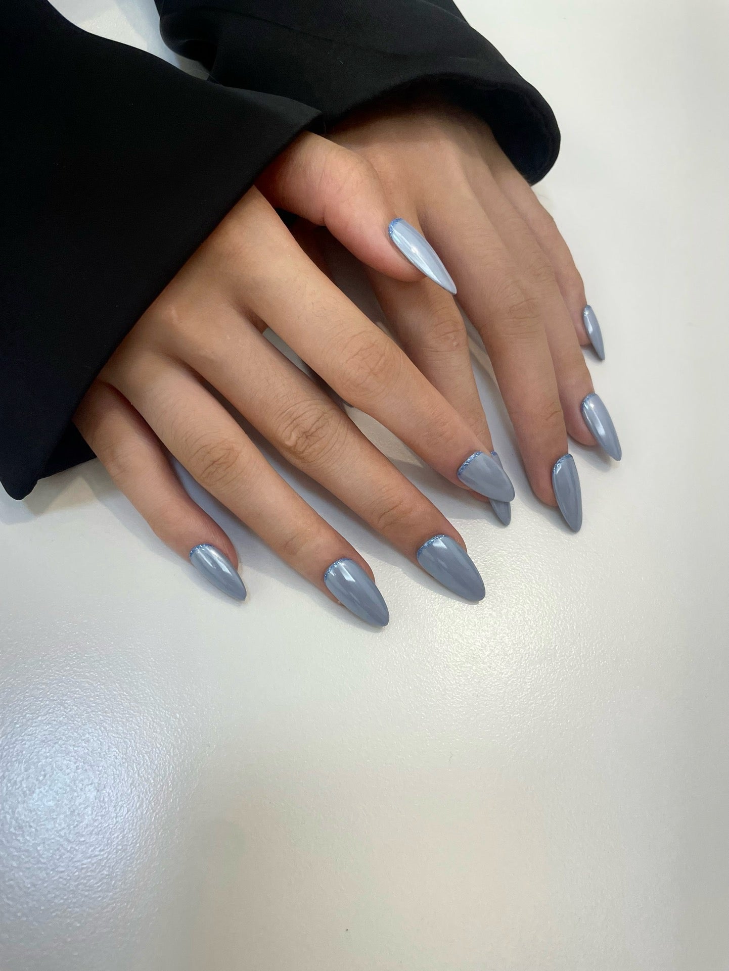 Baby Blue Shining Powder Press on Nail - Laura MarlaPress on Nail