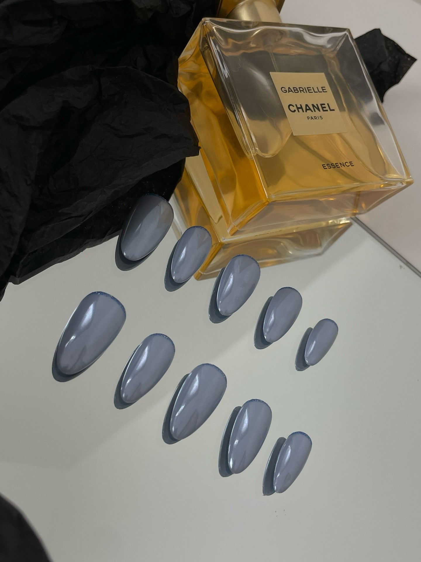 Baby Blue Shining Powder Press on Nail - Laura MarlaPress on Nail