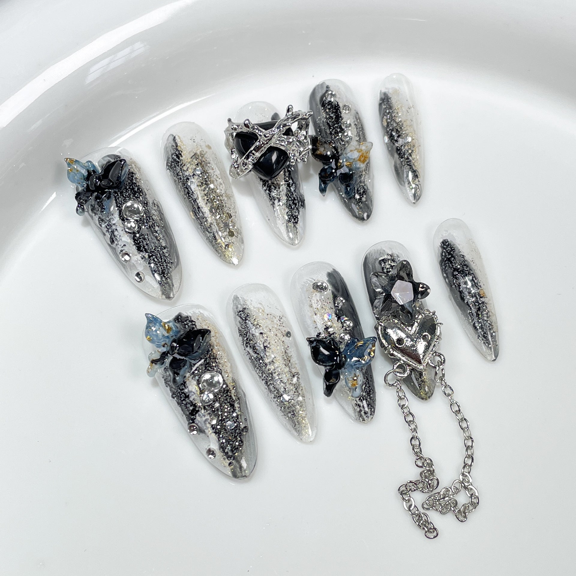 Black Heart Butterfly Press on Nail - Laura MarlaPress on Nail