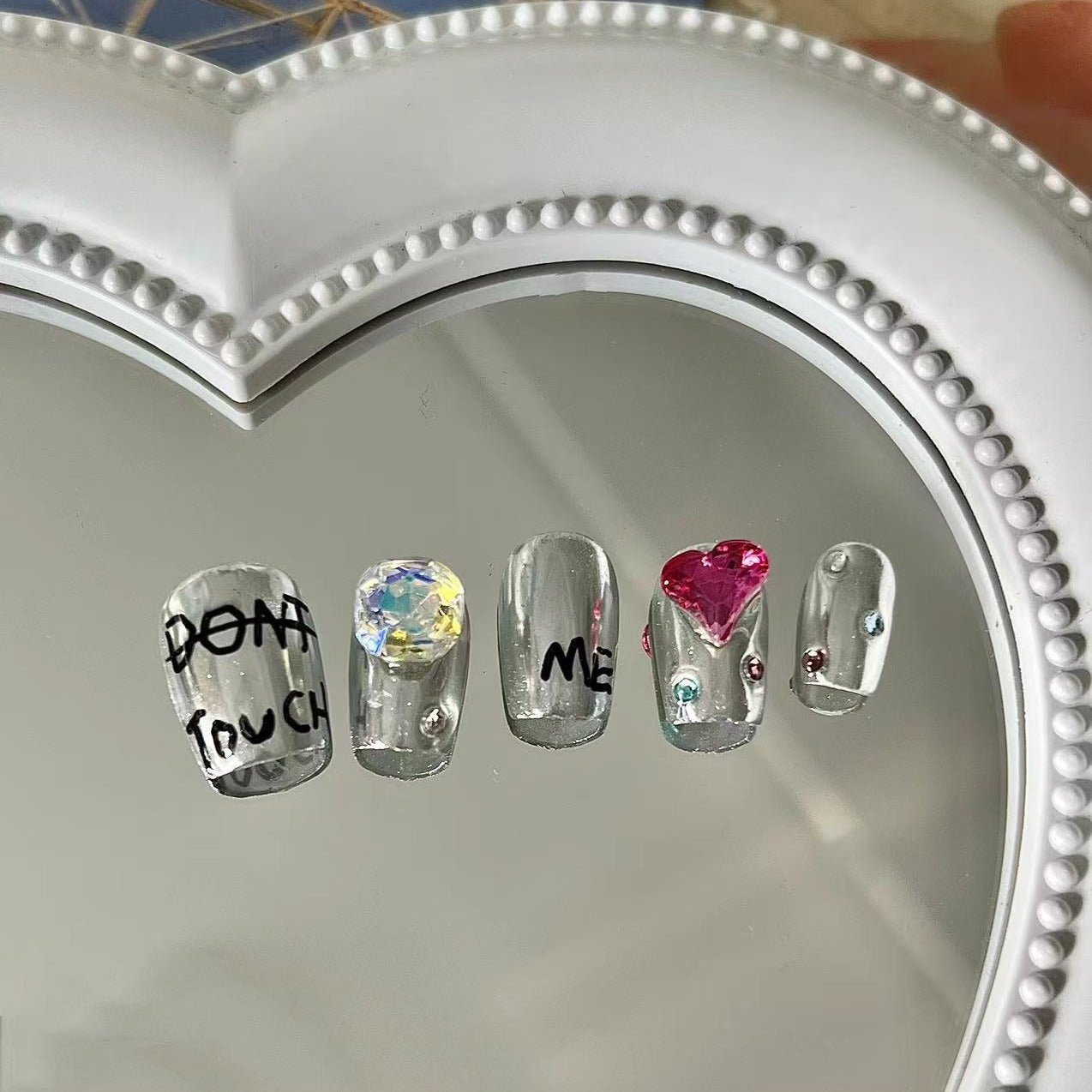 Flash Silver Pink Love Press on Nail - Laura MarlaPress on Nail
