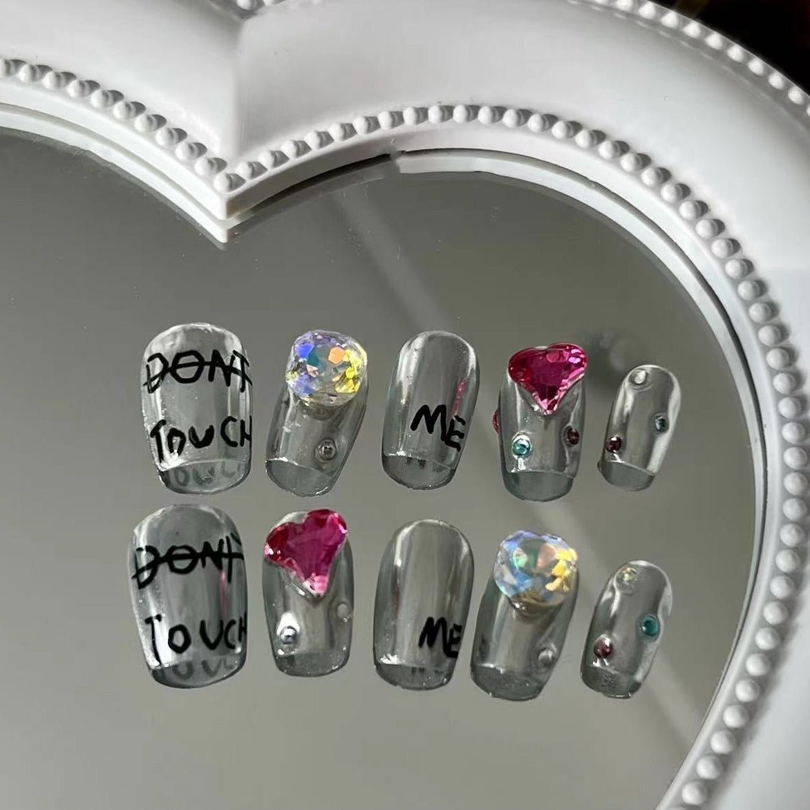 Flash Silver Pink Love Press on Nail - Laura MarlaPress on Nail