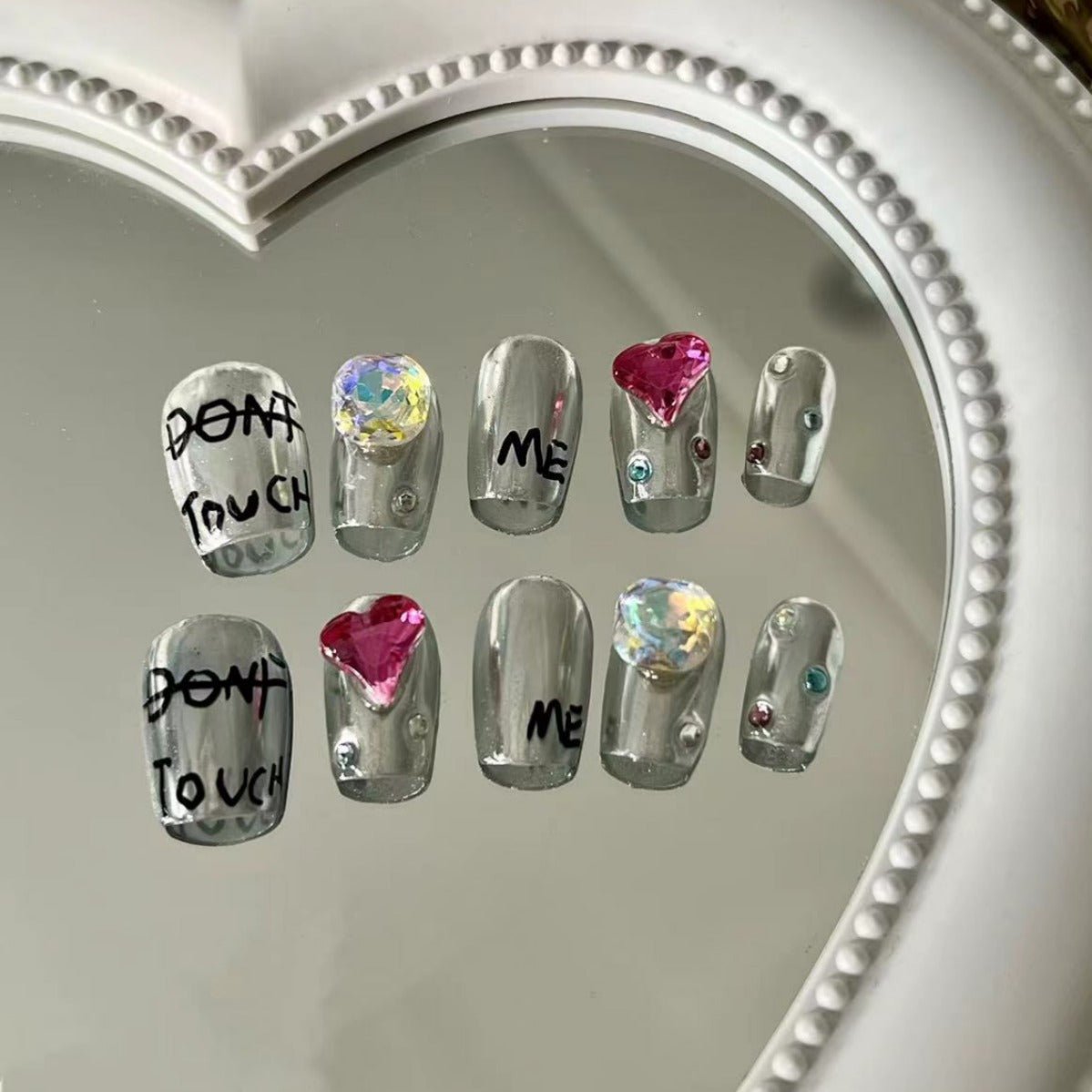 Flash Silver Pink Love Press on Nail - Laura MarlaPress on Nail