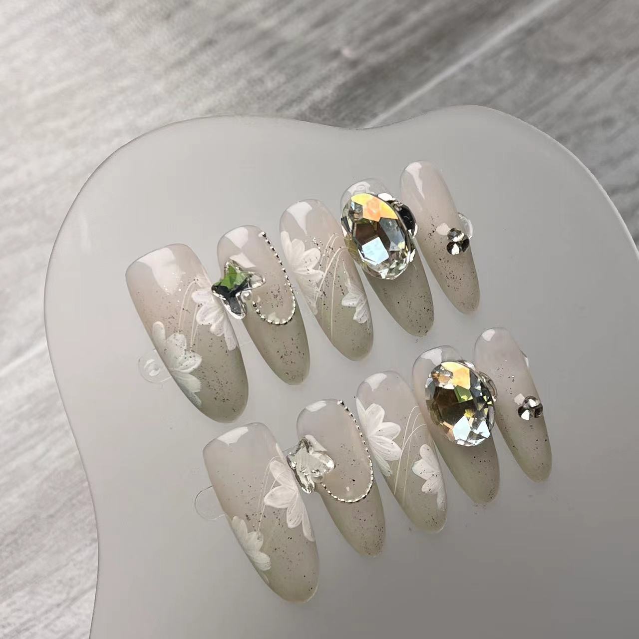 Hand Drawn Ice Flowers Press on Nail - Laura MarlaPress on Nail