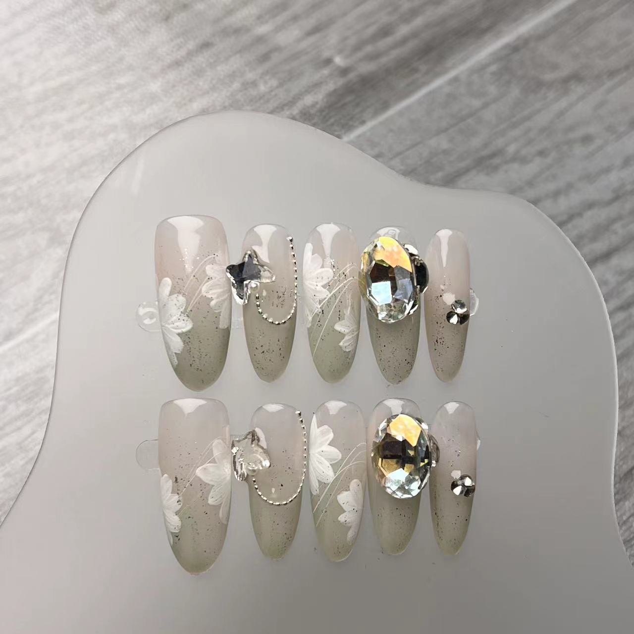 Hand Drawn Ice Flowers Press on Nail - Laura MarlaPress on Nail