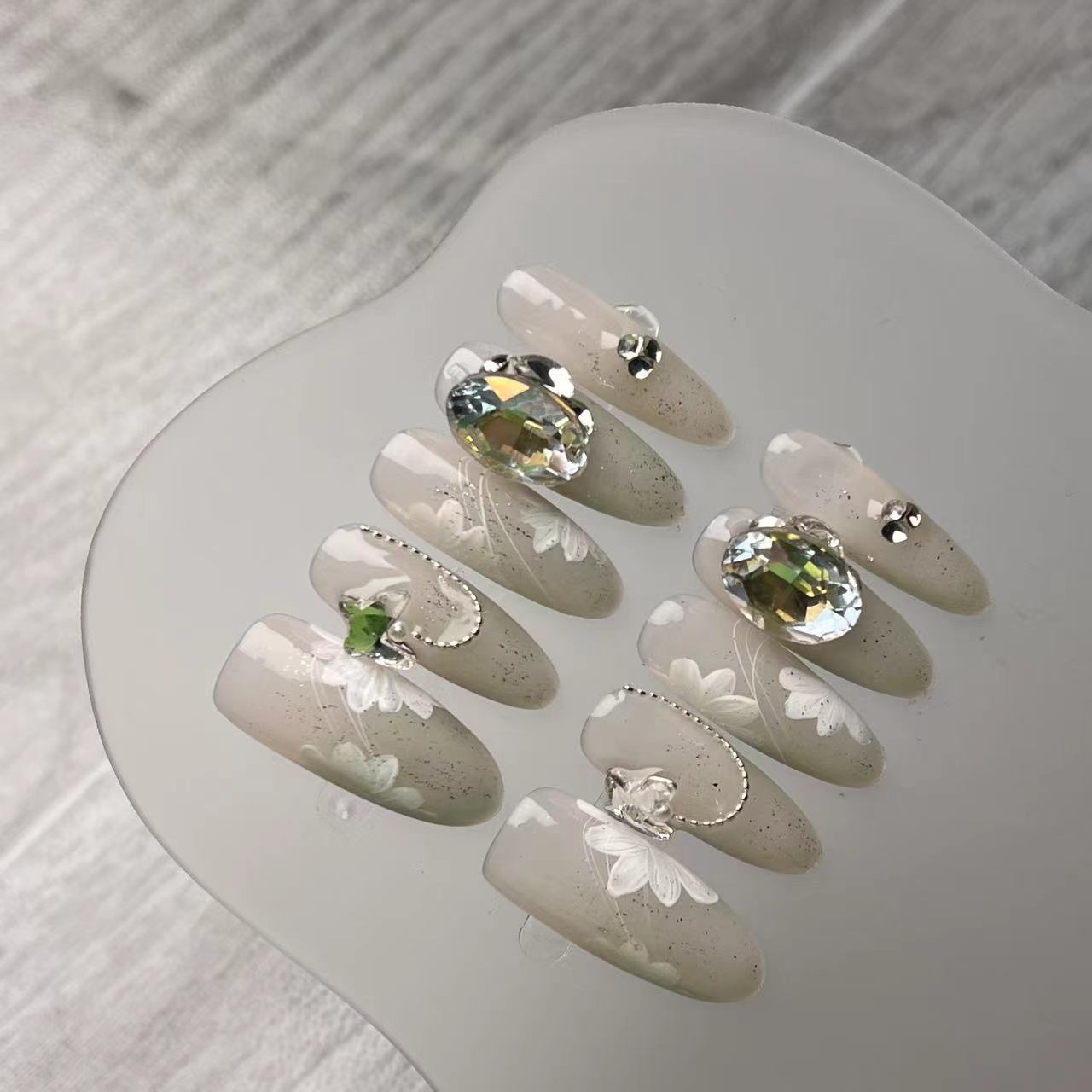 Hand Drawn Ice Flowers Press on Nail - Laura MarlaPress on Nail