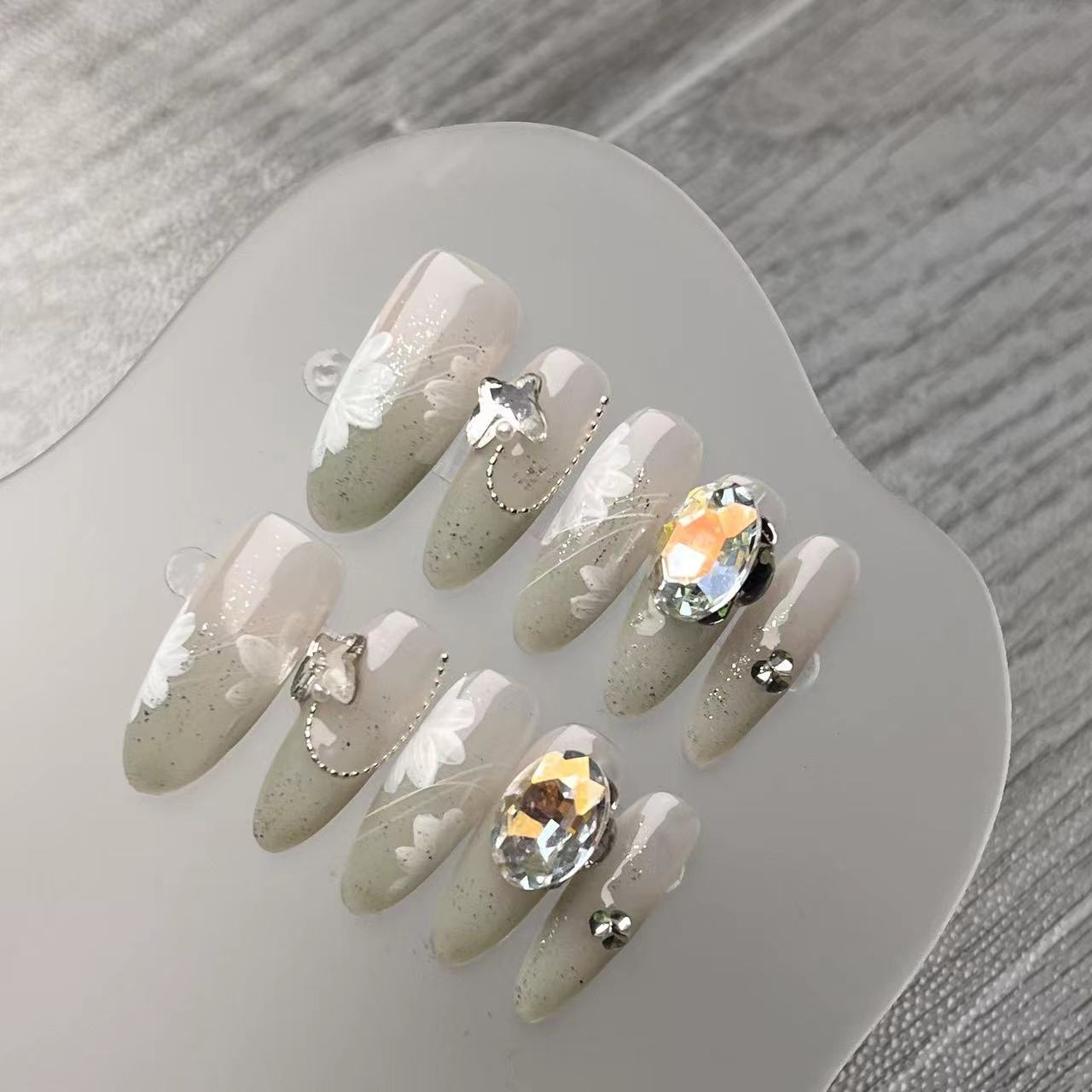 Hand Drawn Ice Flowers Press on Nail - Laura MarlaPress on Nail